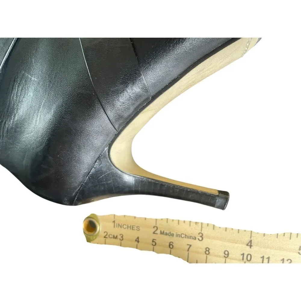 Coke Haan  Leather Stilleto mid ankle booties Black Size 6 B - Picture 4 of 15